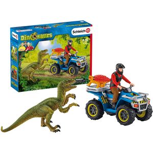 Schleich 41466 Hrací sada Dinosauři - Útěk na čtyřkolce před Velociraptorem, hračky pro děti od 5 let