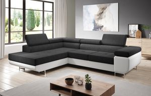 FURNIX ZANTE Eckcouch L-Form Sofa Schlafsofa Couch mit Schlaffunktion und Bettkasten verstellbare Kopfstützen MA 120-OR 100
