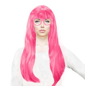 Perücke Wig langhaar, Fasching Karneval Halloween Motto Party, pink