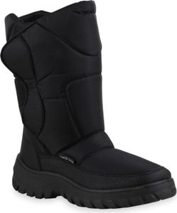 Mytrendshoe Herren Warm Gefütterte Winter Boots Blockabsatz Stiefel Schuhe 836089, Farbe: Schwarz, Größe: 47