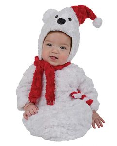 Flauschiges Weihnachts Eisbär Plüsch Kostüm für Babys | 0-6 Monate
