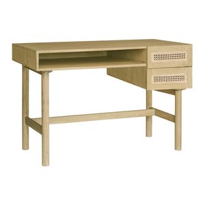 Miliboo - Schreibtisch aus hellem Holz mit Fach und Schubladen aus Rattangeflecht L120 cm GALINA.