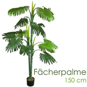 Künstliche Palme groß Kunstpalme Kunstpflanze Palme künstlich wie echt Plastikpflanze Auswahl Dekoration Deko Decovego, Auswahl Palme Pflanze:Palme Modell 20 (Fächerpalme 150 cm)