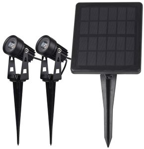 ChiliTec Led Solarstrahler Solarleuchten 2er Set Solarlampen mit Akku Gartenleuchten mit Dämmerungssensor IP65 Aussenstrahler Beleuchtung für Haus Garten Teich 3000k Warmweiss