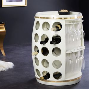 riess-ambiente Design Weinfass BODEGA WHITE 70cm weiß gold Pinie Flaschen Gläseraufhängung Weinregal Barregal Weinschrank