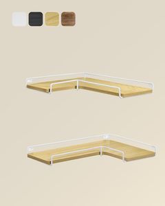 Vasagle Schweberegale, 2er-Set, L-förmige Eckregale für die Wand, Eckregal im Industriestil, für Wohnzimmer, Schlafzimmer oder Küche, Eiche natur