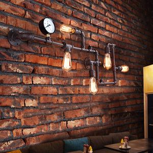 Wandleuchte Innen Industrielle Wandbeleuchtung Retro Wandleuchten Innenleuchte Vintage Wandlampe Wasserrohr mit Fünf Lichtquellen für Küche Restaurant Bar