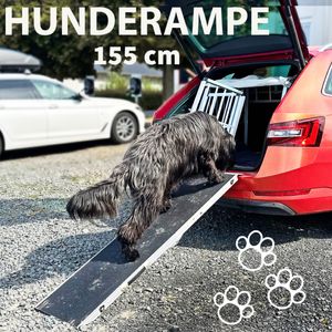 Hunderampe Hundetreppe Auto Kofferraum Treppen Rampe Einstiegshilfe für Hunde Klappbar Aluminium Auswahl  Längen 155 cm Petigi