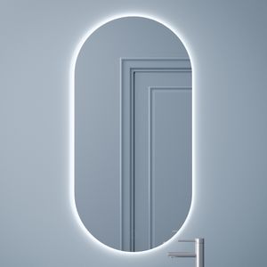 BD ART LED Badspiegel Oval Luna 100x40 cm, Wand Badezimmerspiegel mit Beleuchtung, Lichtfarbe Kaltweiß 4200K, IP44