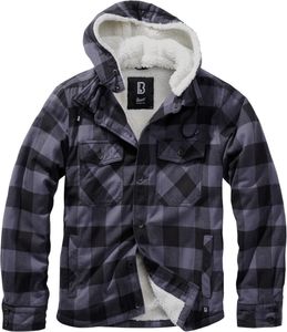 Brandit Jacke Lumberjacket hooded in Black/Grey-M