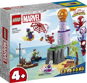 LEGO 10790 Marvel Spideys Team an Green Goblins Leuchtturm, Spielzeug für Kinder ab 4 Jahren mit Piratenschiff, Miles Morales Minifigur & mehr, Spidey und seine Super-Freunde