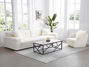 Couchtisch - Keramik & Metall - Marmor-Optik Weiß & Schwarz - MELRONE von Pascal MORABITO