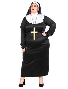 Nonne-Kostüm in Übergrösse Karneval-Kostüm schwarz-weiss