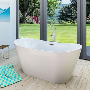 freistehende Badewanne Wanne Acryl F03 180x89cm mit Armatur AF02