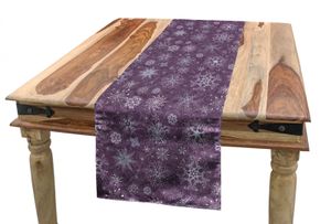 ABAKUHAUS Aubergine Tischläufer, Weihnachten Schneeflocken Floral, Esszimmer Küche Rechteckiger Dekorativer Tischläufer, 40 x 180 cm, Violett