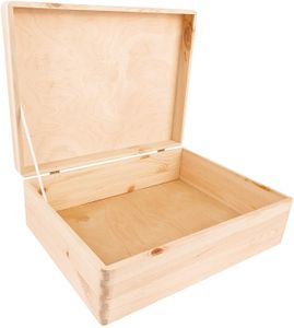 Creative Deco XL Große Natur Holz-Kiste mit Deckel | 40x30x14 cm (+/-1cm) | Erinnerungsbox Baby | Holz-box Unlackiert Kasten | ohne Griffen | Dokumente, Spielzeug, Werkzeuge | ROH & UNGESCHLIFFEN