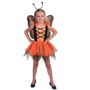 Schmetterling Kostüm orange für Kinder, Größe:116