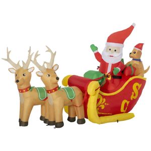 Rootz Selbstaufblasbarer Weihnachtsmann – Weihnachtsdekoration – mit Rentier-LED-Lichtern inkl. Gebläse – Rot + Weiß – 230 x 80 x 150 cm