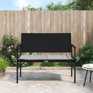 vidaXL Zahradní lavice pro 2 osoby s polštářem Black Poly Rattan