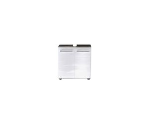trendteam Bad Waschbeckenunterschrank Nano Beton Stone Melamin/Weiß Hochglanz Tiefzieh 60 x 60 x 28 cm