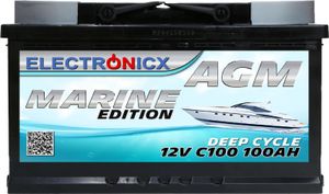 Electronicx AGM Batterie 100AH Marine Edition - 12V Versorgungsbatterie für Boot, Wohnmobil & Solar Electronicx AGM Batterie 100AH Marine Edition - 12V Versorgungsbatterie für Boot, Wohnmobil & Solar