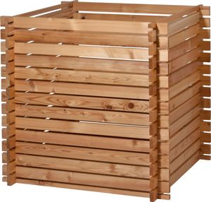 Quadratischer Holz-Komposter "Lärchi", Kompostbehälter mit Stecksystem, 79 x 79 x 79 cm, Lärche