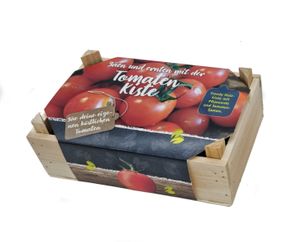 Box na rajčata - Trendy dřevěný box s půdou a semínky rajčat