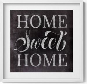 Inschrift für eine Wohnung „home, sweet home“– Wandbild mit Rahmen – Gerahmtes Bild  – Wanddekoration – 50x50 cm –  Weiß Rahmen