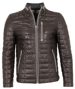 Milestone - Herren Echtleder Lederjacke Steppjacke Lammnappa dunkelbraun