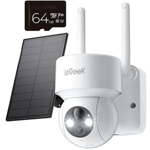 ieGeek 2K Überwachungskamera Aussen Solar mit 64GB SD, IP Kamera Outdoor mit PTZ