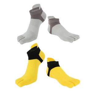 2 Paar Herren Sportsocken Fünf Finger Zehen Knöchel Socken Farbe Grau + Gelb