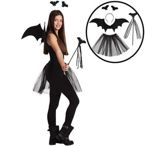 Boland 74529 - Kostüm-Set Fledermaus bestehend aus Tiara, Stab, Flügel und Tutu, Karneval, Mottoparty, Halloween