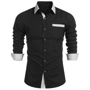 Herren Einfarbig Langarm Mode Business Hemd Slim Fit Langarm T-Shirt Button Shirt,Farbe: Schwarz,Größe:L