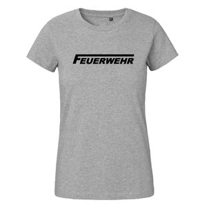 Huuraa Damen T-Shirt Feuerwehr langes F Bio Baumwolle Fairtrade Oberteil Größe S Sport Grey mit Motiv für Lebensretter