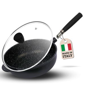 Pentolpress Granit Tiefe Pfanne (24 cm Durchmesser) – Pfanne Induktion – super kratzfeste Induktionspfanne – Antihaft Bratpfanne Italy – Pfannen mit abnehmbarem Griff Pentolpress Granit Tiefe Pfanne (24 cm Durchmesser) – Pfanne Induktion – super kratzfeste Induktionspfanne – Antihaft Bratpfanne Italy – Pfannen mit abnehmbarem Griff
