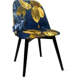 Konsimo Židle "BAKERI", tmavě modrá, látka/dřevo, skandinávská, 48x86x44 cm