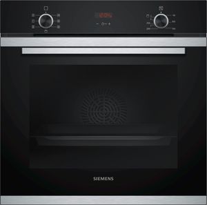 Siemens HB213ABS0 Einbau-Elektrobackofen, Glasdekor, 71 l Volumen, 59,4 cm Breite, Energieklasse A, Ober-/Unterhitze + Umluft, Hitzeschutz-TÃ1/4r, Display, integrierte Uhr