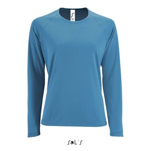 Damen Long-Sleeve Sports T-Shirt Sporty - Farbe: Aqua - Größe: L