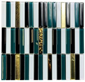 Grüne und goldene Glasmosaikfliesen, moderne Mosaikwandfliesen, glänzende goldene Mosaikfliesen " ALISEDA FAN HARMONY"