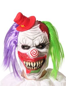 Horror-Clown-Maske mit Hütchen für Herren Halloween-Maske bunt