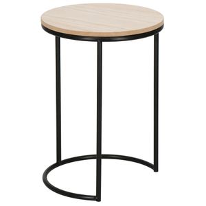 Couchtisch Beistelltisch Metall Tisch MDF Korbtisch Kaffeetisch Schwarz, Natural - Ø25 cm