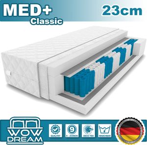 9 Zonen Matratze MED+ Classic 160x200x23cm  Taschenfederkern | Rollmatratze mit waschbarem Bezug I H3