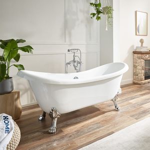 HOME DELUXE - freistehende Badewanne FAMA Weiß Wanne Design Badewanne mit Füßen