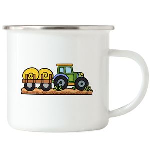 Trecker Emaille Tasse Für Trecker Fans Bauernhof Bauern Feld Landarbeit Landwirtschaft Traktor
