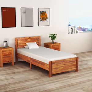 Schlafzimmermöbel - ELEGANTE - Bettrahmen - Massivholzbett Akazie 90x200 cm Matratze&95950