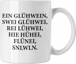 Trendation - Ein Glühwein Tasse Lustig Spruch Glühweinbecher mit Henkel Doppelwandig Glühweintassen Gläser Weihnachtsmarkt Becher Tassen Geschenk - Ein Glühwein Swei (Weiß)