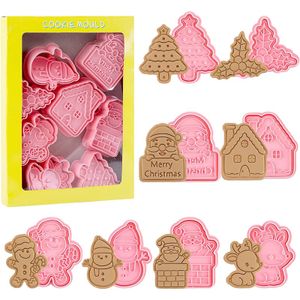 Weihnachtsausstecher, 8 Stück Plätzchen Stempel Weihnachten aus Plastik, 3D Ausstechformen Weihnachten Keksausstecher für Motivtorten Tortendeko Weihnachtsausstecher, 8 Stück Plätzchen Stempel Weihnachten aus Plastik, 3D Ausstechformen Weihnachten Keksausstecher für Motivtorten Tortendeko