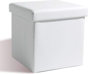 Theo&Cleo Sitzhocker Sitzbank Aufbewahrungsbox mit Stauraum Faltbarer Sitzwürfel Sitztruhe belastbar bis 200 kg, Kunstleder, 38 x 38 x 38 cm (Weiß)