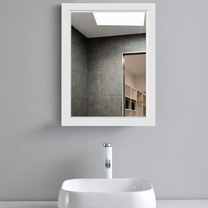 COSTWAY Zrcadlová skříňka do koupelny, Nástěnná skříňka se zrcadlem, Koupelnová zrcadlová skříňka na zeď, Koupelnová zrcadlová skříňka s jedněmi dveřmi do koupelny, Obývací pokoj, bílá
