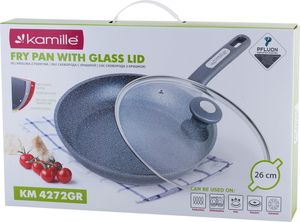 KAMILLE Pfanne IKER Granitpfanne 26 cm Induktion Antihaft-Pfanne Bratpfanne mit Deckel